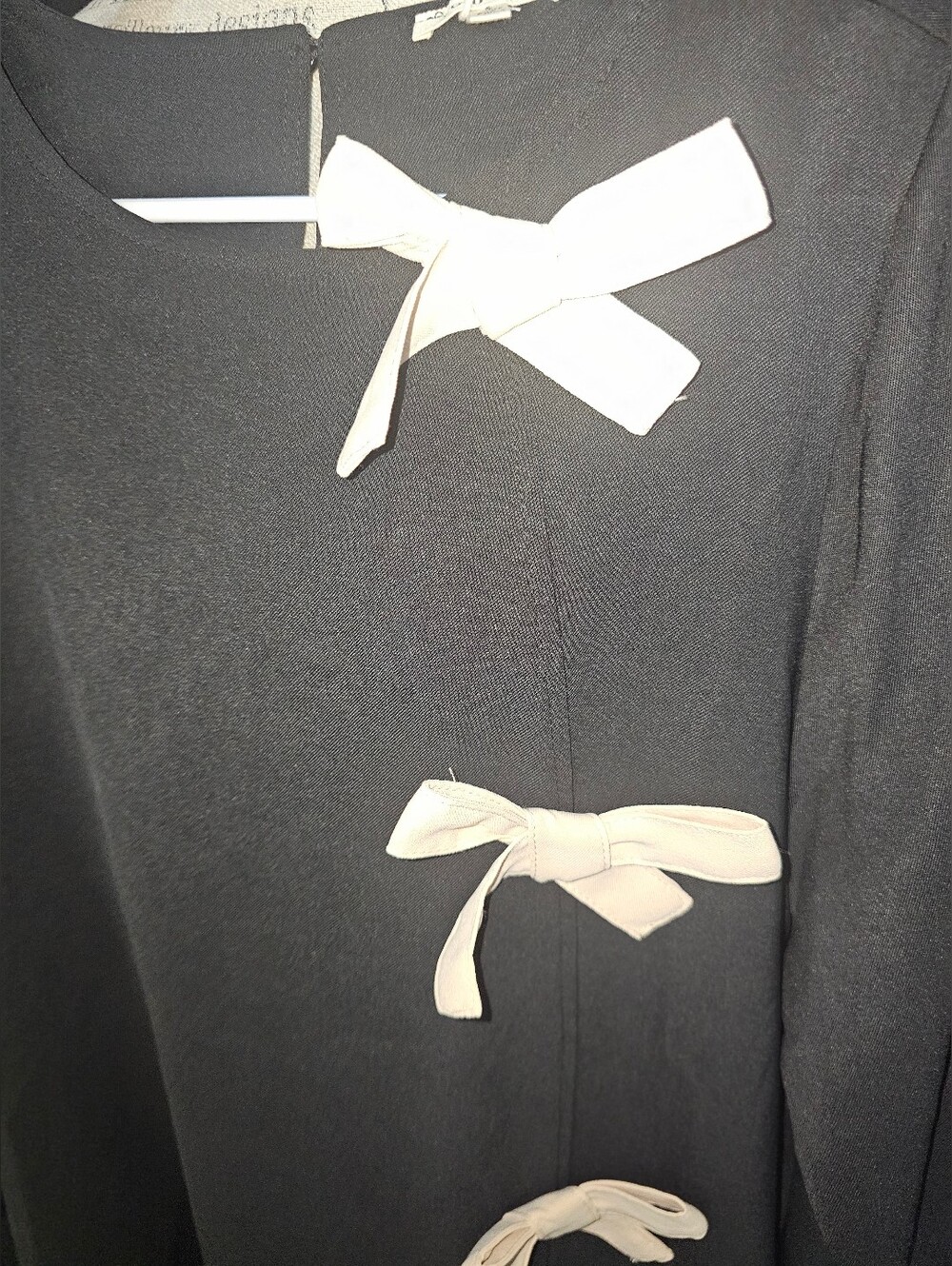 JODIFL Black Mini Dress with Cream Bow Accents - Picture 2 of 3